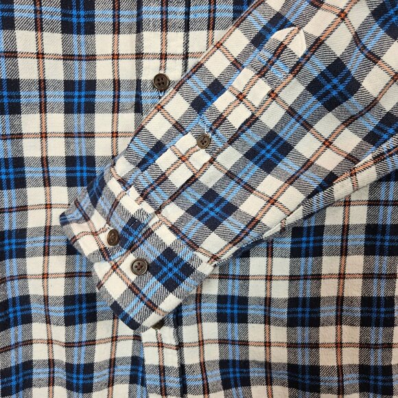 Croft & Barrow Shirt Plaid Flannel Cotton Mens L Button Blue White casual dad - Picture 3 of 14
